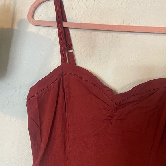 Free People Monroe Mini Dress Wine Red Color With Slit - Picture 6 of 10